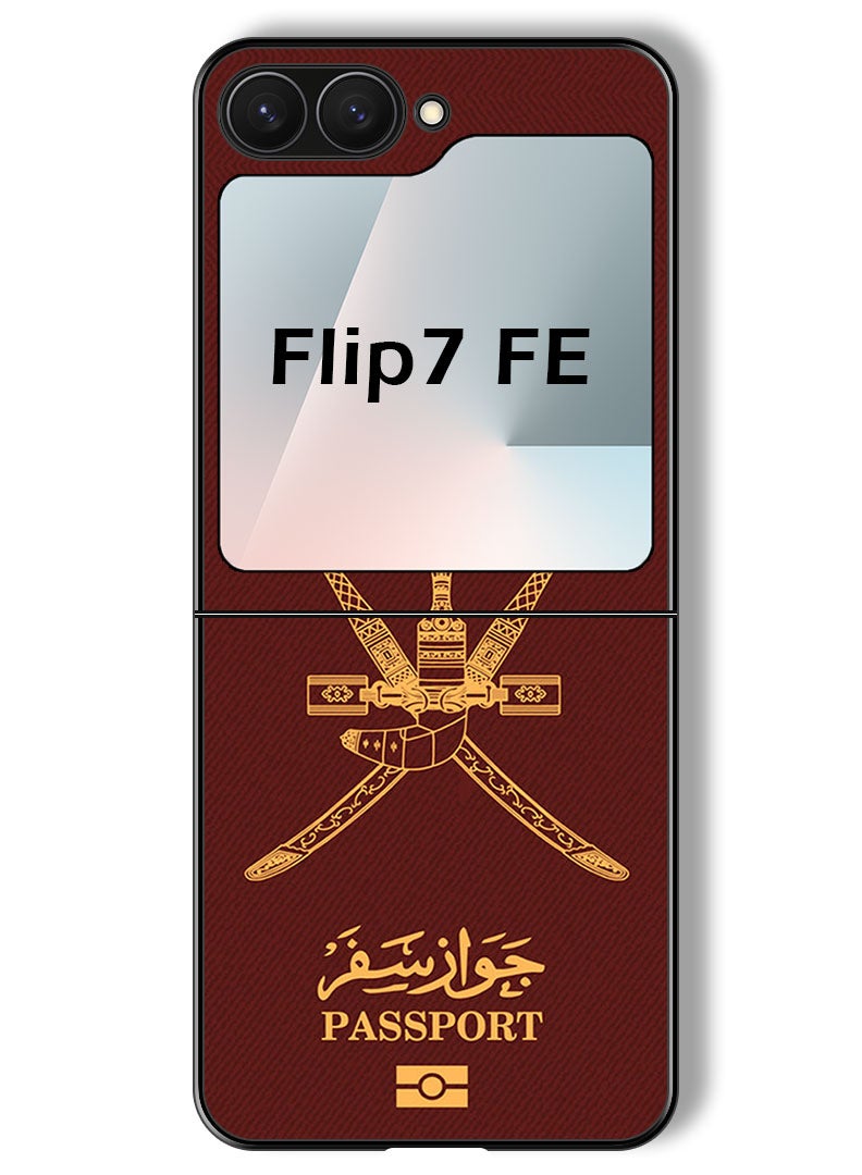 Theodor Case Compatible with Samsung Galaxy Z Flip 7 FE 6.7 Inch Protection Shockproof Bumper Cover Oman Passport - Image 1
