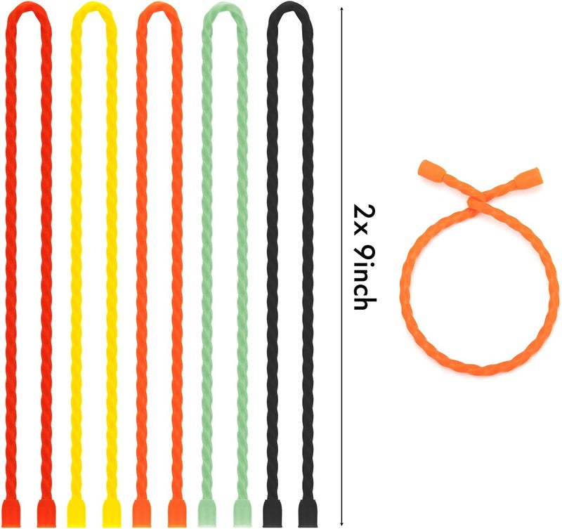 GESIPOR 10 PCS 18-Inch Silicone Cable Ties - Reusable Rubber Twist Ties Bendable Cable Ties for Bundling and Holding, All Purpose Cord Tie for Indoor and Outdoor(5 Colors) - Image 2