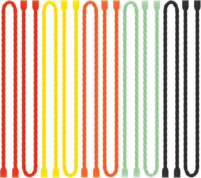 GESIPOR 10 PCS 18-Inch Silicone Cable Ties - Reusable Rubber Twist Ties Bendable Cable Ties for Bundling and Holding, All Purpose Cord Tie for Indoor and Outdoor(5 Colors) - Image 1