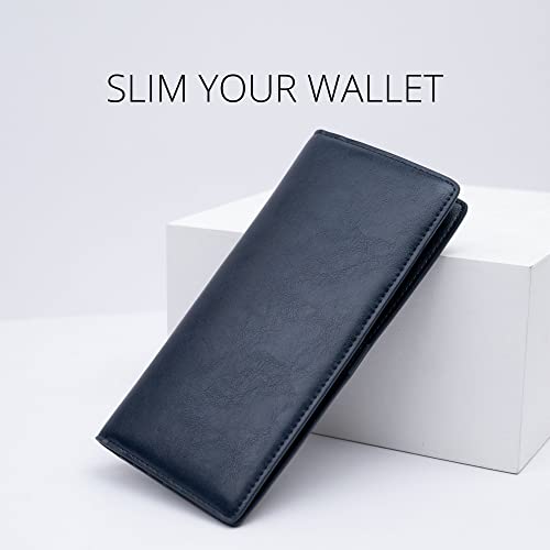 Alldaily Ultra Slim Thin Women Wallet RFID Blocking Credit Card Holder Bifold Long Ladies Billfold (Dark Blue) - Image 3