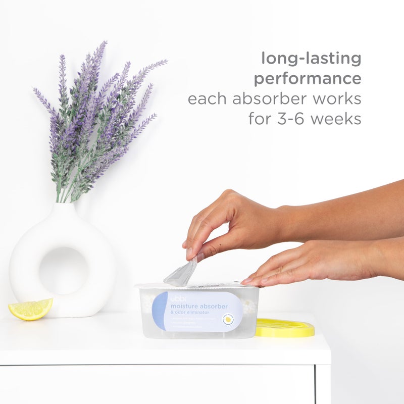 Ubbi Moisture Absorber and Odor Eliminator Tub, Attracts and Traps Excess Moisture, Reduce Dampness, Lemon Scented, 3 Pack - Image 3