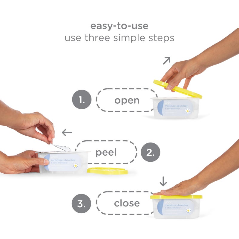 Ubbi Moisture Absorber and Odor Eliminator Tub, Attracts and Traps Excess Moisture, Reduce Dampness, Lemon Scented, 3 Pack - Image 4