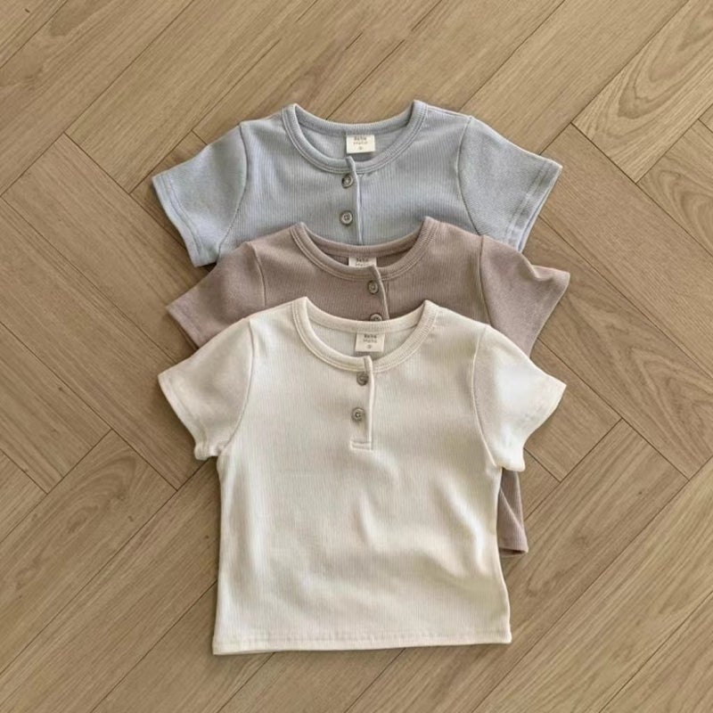 Korean-Style Children'S Round Neck Short-Sleeved T-Shirt Thin Slim-Fit Boys And Girls Baby Summer Base Shirt Top Baby Clothes - Image 2