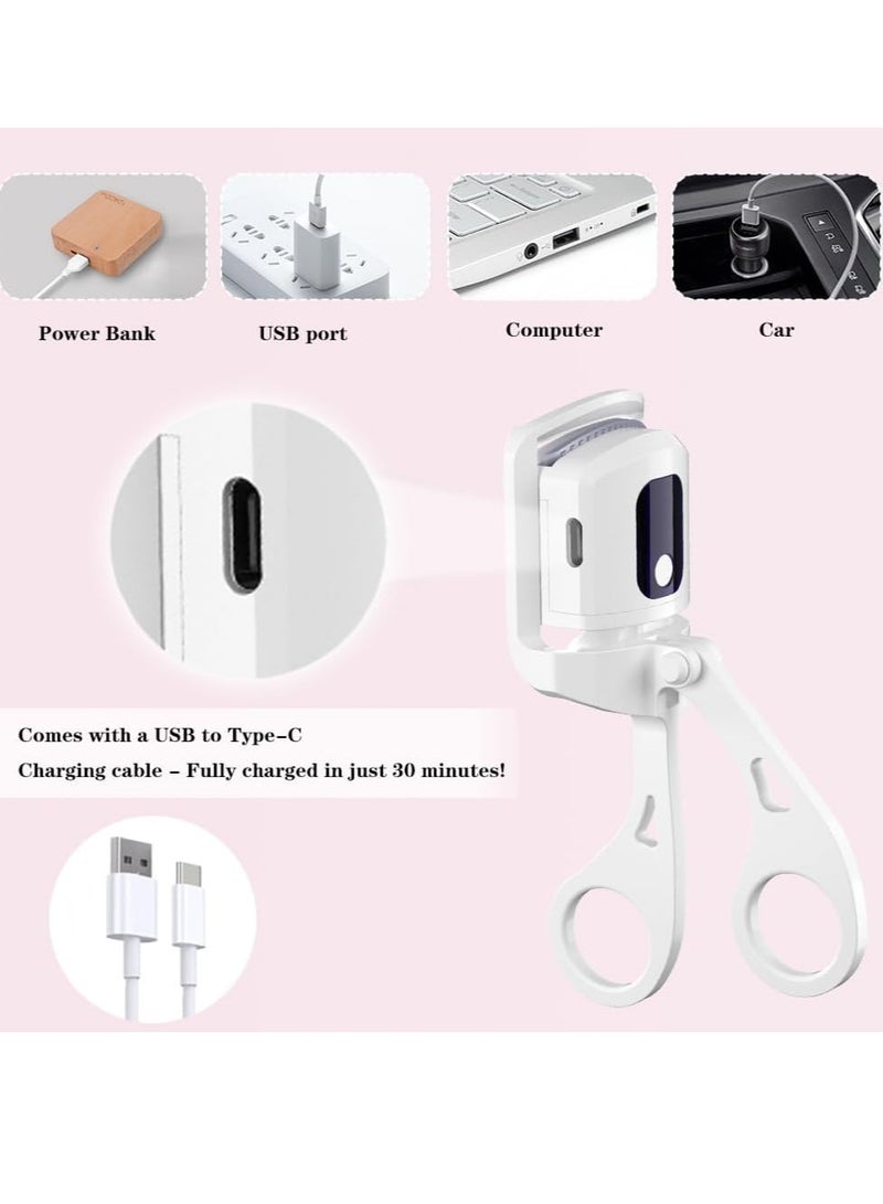 general Heated Eyelash Curlers with 3 Heating Modes, Temperature Display and Rapid Heating Electric Eyelash Curler, USB Rechargeable Eye Lash Curler for Long-Lasting Curl,White - Image 2