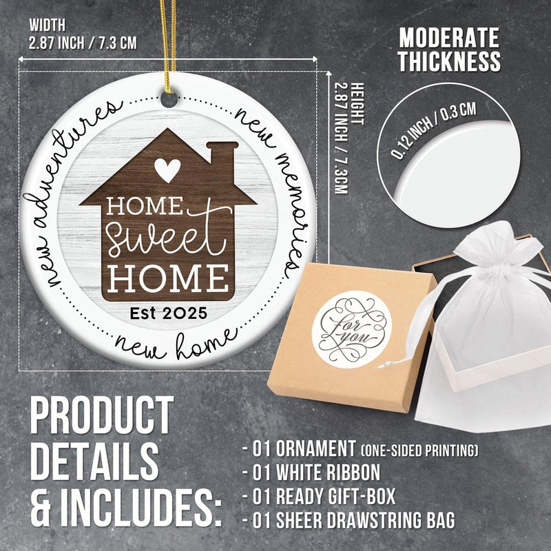 HEXMOZ New Home Ornament 2025 - Best Housewarming Gifts 2025 - New Home Gift Ideas - House Warming Gifts for Owners, Couples, Men, Women - First House Ornament, Our First Christmas Ceramic Keepsake - Image 2