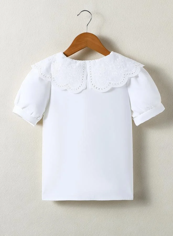 Take Two Girls White Peter Pan Collar Short Sleeve Shirt