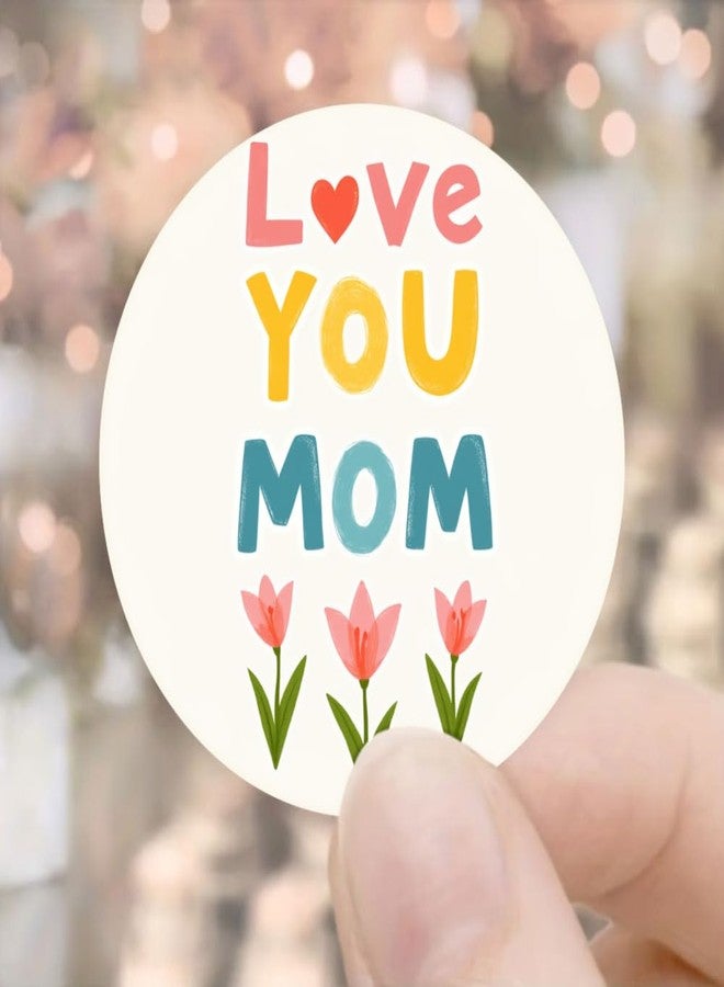 SLGIFT 48pcs Circular Stickers Colorful Love You Mom Floral Design Gift Packaging Stickers - Image 1