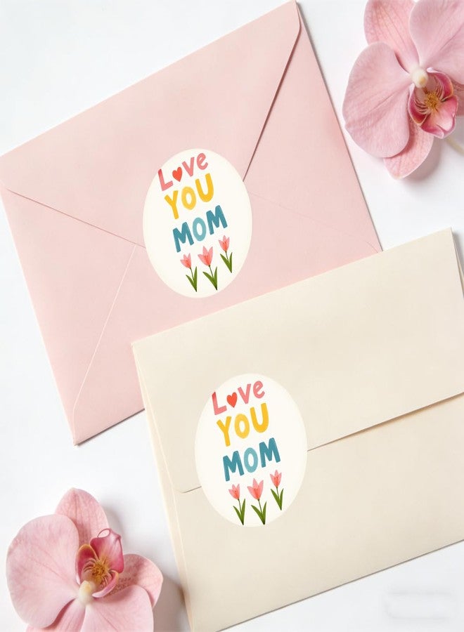 SLGIFT 48pcs Circular Stickers Colorful Love You Mom Floral Design Gift Packaging Stickers - Image 3