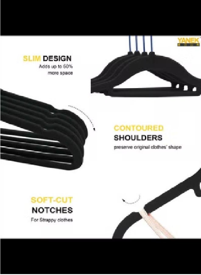 100-Piece Non-Slip Velvet Cloth Hanger Set Black - Image 1