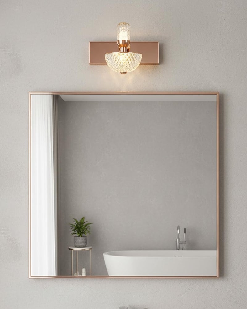 swanart Rose Gold Crystal Wall Sconce - Modern LED Wall Light with Diamond Cut Glass Shade, Dimmable, Ideal for Living Room, Bedroom, and Hallway Decor - Image 1