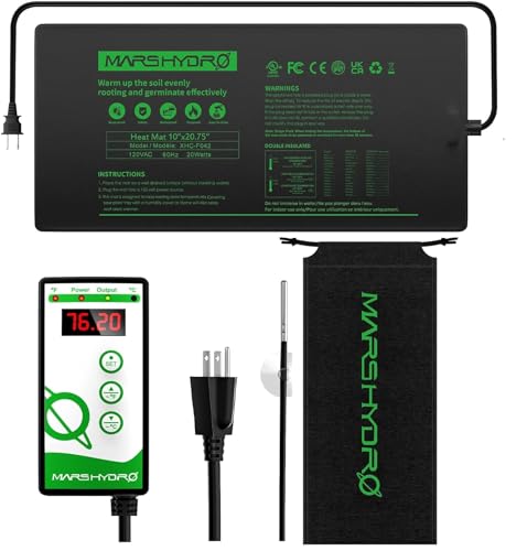 MARS HYDRO 10''x 20.75'' Seedling Heat Mat with Thermostat Combo Set，Heating Pad for for Germination, Indoor Gardening, Greenhouse - Image 1