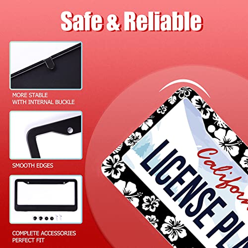 Omw2fyb White Hibiscus Hawaii Flowers License Plate Frames Floral Round Hole Personalise License Plate Frame Car Universal Accessories Stainless steel Cars Decor Fits Standard US Vehicles Size 12.2 x 6 Inches - Image 2