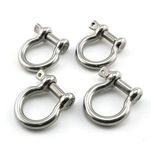 Heyous 4pcs 1/4 Inch 6mm Screw Pin Anchor Shackle Stainless Steel Heavy Duty Bow Shape Load Clamp for Chains Wirerope Lifting Paracord Outdoor Camping Survival Rope Bracelets - Image 3