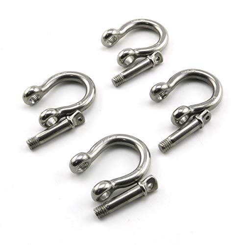 Heyous 4pcs 1/4 Inch 6mm Screw Pin Anchor Shackle Stainless Steel Heavy Duty Bow Shape Load Clamp for Chains Wirerope Lifting Paracord Outdoor Camping Survival Rope Bracelets - Image 5