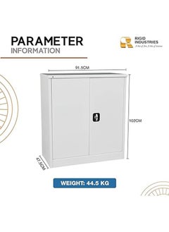 RIGID Steel Curved Low Height Office Cupboard White 102x91.5x47.5cm  - Image 2