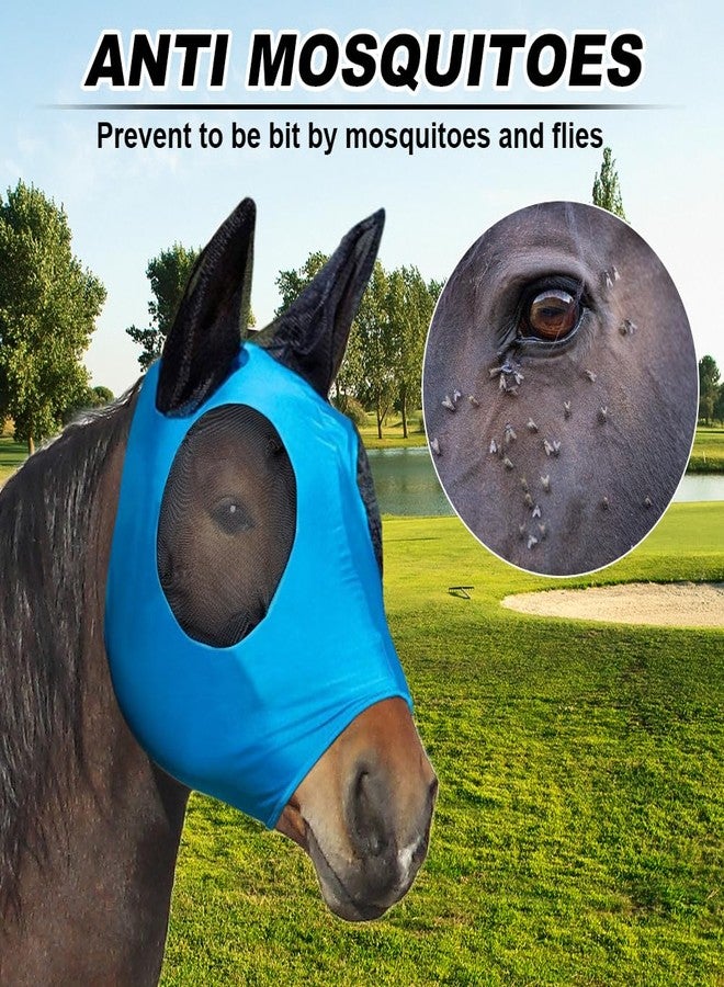 VINGVO 5 Pcs Horse Fly Mask with Ears Protection, Breathable Elastic Fabric Horse Full Face Coverage Mask with Eyes Protection and UV Sunlight Protection for Small Size Mini Horses (5 PCS) - Image 2
