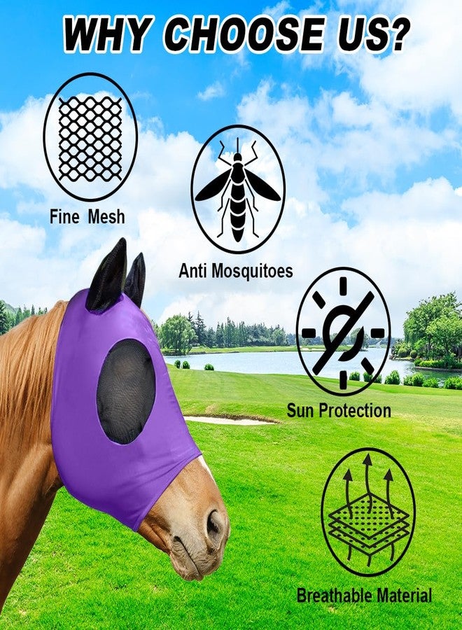 VINGVO 5 Pcs Horse Fly Mask with Ears Protection, Breathable Elastic Fabric Horse Full Face Coverage Mask with Eyes Protection and UV Sunlight Protection for Small Size Mini Horses (5 PCS) - Image 4