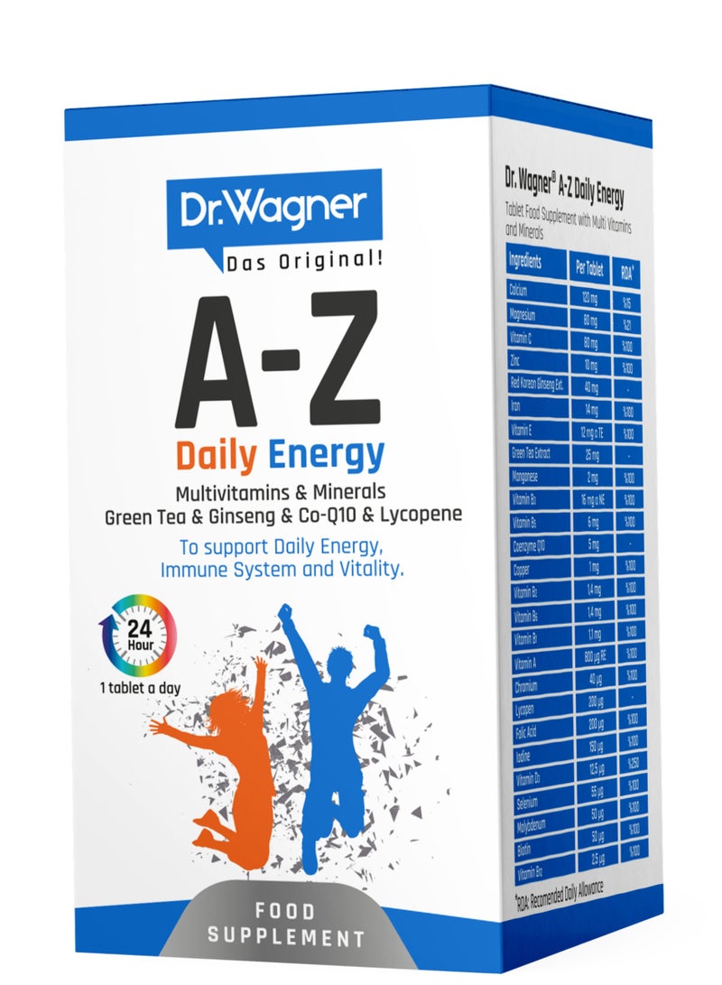 Dr.Wagner A-Z Daily Energy Multivitamin & Minerals - With Ginseng, Lycopene, CoQ10 & Green Tea  - Image 2