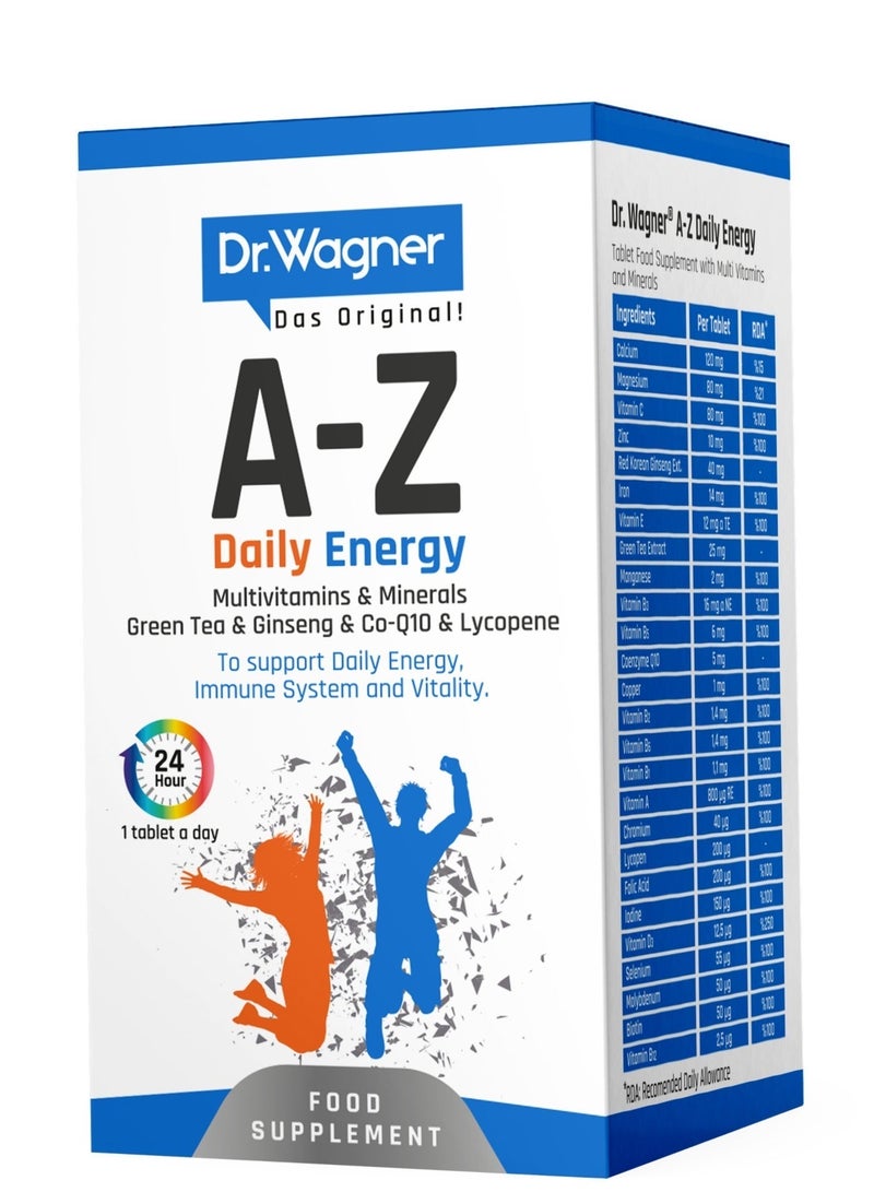 Dr.Wagner A-Z Daily Energy Multivitamin & Minerals - With Ginseng, Lycopene, CoQ10 & Green Tea, 30 Tablets - Image 5