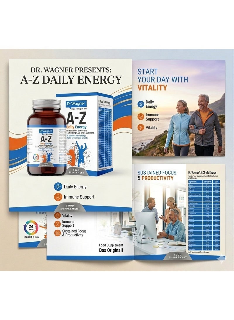 Dr.Wagner A-Z Daily Energy Multivitamin & Minerals - With Ginseng, Lycopene, CoQ10 & Green Tea, 30 Tablets - Image 2
