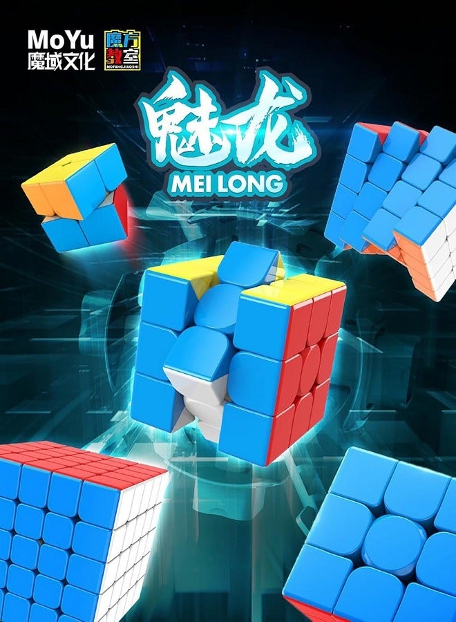 MoYu Moyu Meilong 2x2 - 3x3 - 4x4 - 5x5 Cube Bundle | Stickerless Magic Cubes with Smooth Turning - Image 1