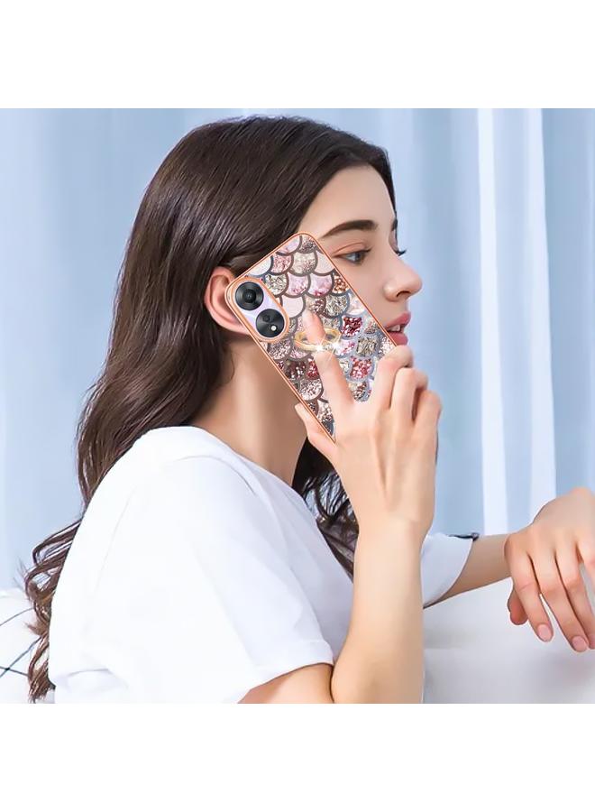 اس-توب جراب لهاتف OPPO A78 / A58، جراب هاتف IMD TPU مطلي بالكهرباء مع حلقة - Image 4