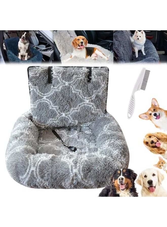Gray 23 6x23 6in Portable Washable Plush Dog Car Bed Travel Safety Pet Cushion - Image 1