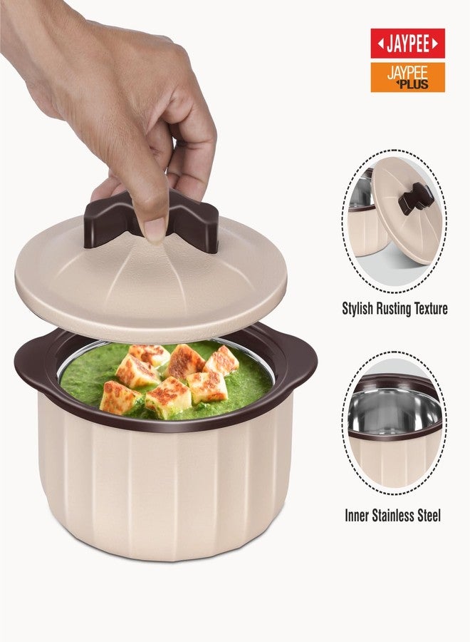 JAYPEE Micro Smart Inner Stainless Steel Serving Casserole Set of 3 (1000,1500,2000 ml) with Stylish Design |Microwave Safe |Lockable Lid |Hot Pot |BPA free, Swiss Coffee - Image 4