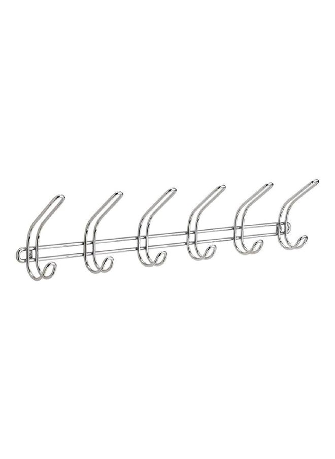 InterDesign - Wall Mounting 6 Hook Rack Chrome 6.4 x 50.8 x 13.6 cm 44032 - Image 1