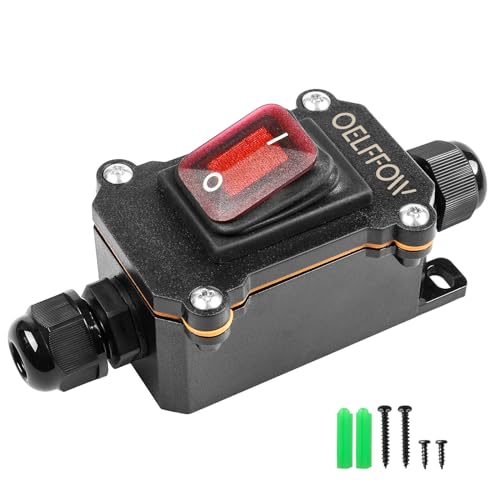 OELFFOW Waterproof On Off Toggle Switch Double Outlet with Red Light Rocker Button Inline Cord Switch DPST AC/DC 20A-125V,16A-250V,30A-24V,35A-12V, IP66 - Image 1