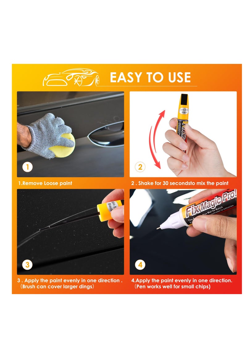 SYOSI Touch Up Paint for Cars, 4 Pcs Black Car Paint Scratch Repair, Two-in-One Car Paint Scratch Repair, Car Scratch Remover Pen, Automotive Touch Up Paint Pen to Repair Car Paint Scratches - Image 4
