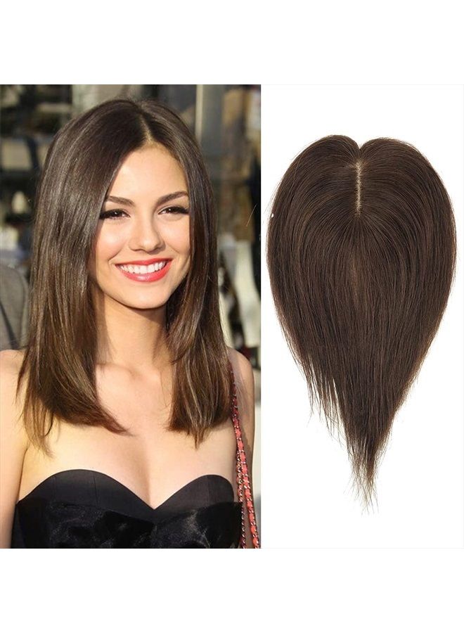 Remeehi قطعة شعر حقيقية للنساء مشابهة لقاعدة الحرير توبر أو توبي ويغليت للشعر الخفيف 5x8 بني 20 سم - Image 1