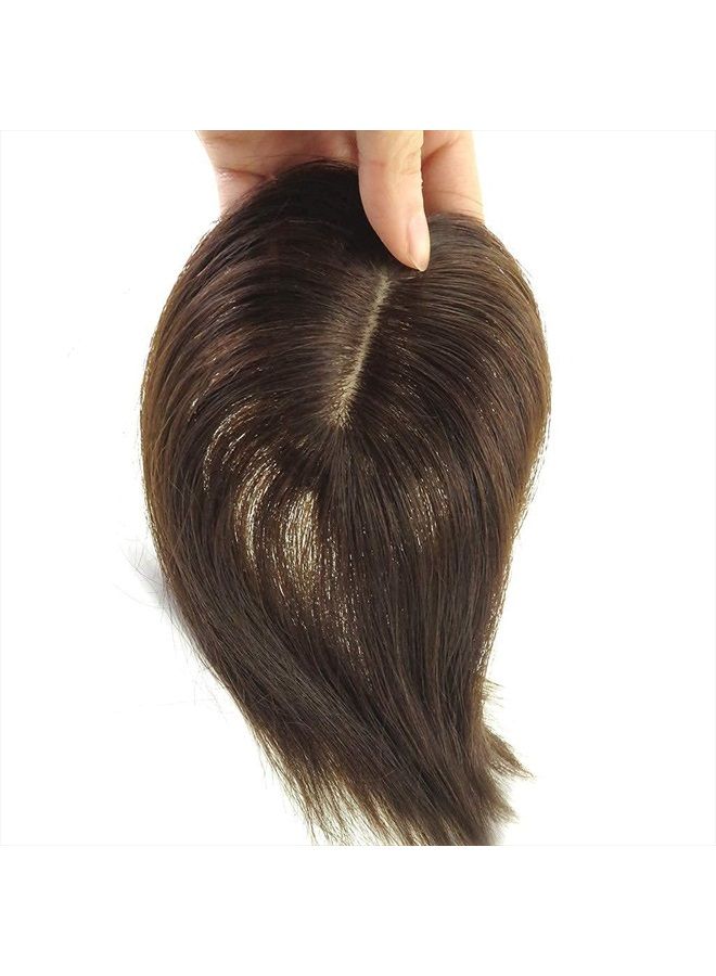 Remeehi قطعة شعر حقيقية للنساء مشابهة لقاعدة الحرير توبر أو توبي ويغليت للشعر الخفيف 5x8 بني 20 سم - Image 5
