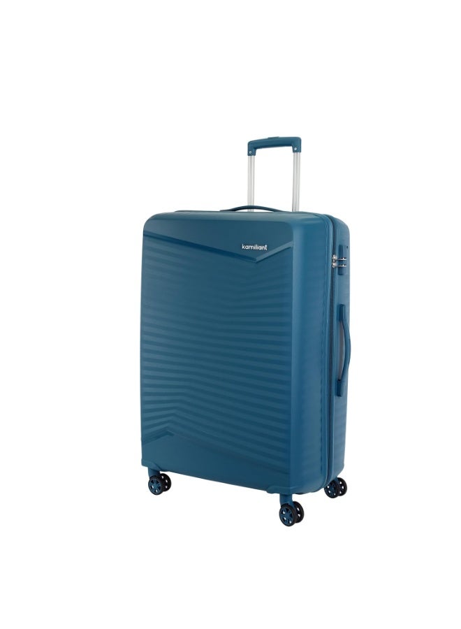 Kamiliant by American Tourister Rock-Lite Large 79 Cm Check-in Hard Sided Trolley Bag for Men & Women, Suitcase 99L for Travel with 3 Digit Combination Lock - Deep Ocean