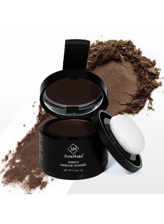 Stylemake Enrich Hairline Powder For Women & Men | Root Touch Up For Grey Hair | Hair Toppers | Hair Cover-Up Powder | Instantly Covers Hair Loss, Patches, And Grey Hair On Beard, (Medium Brown, 4 G) - Image 1