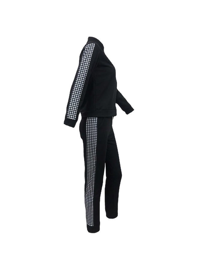 amropi Women's 2 Piece Tracksuit Sweatsuits Sets Hoodie Sweatshirt and Jogging Sweatpants Suit, Black Plaid, XL - Image 5