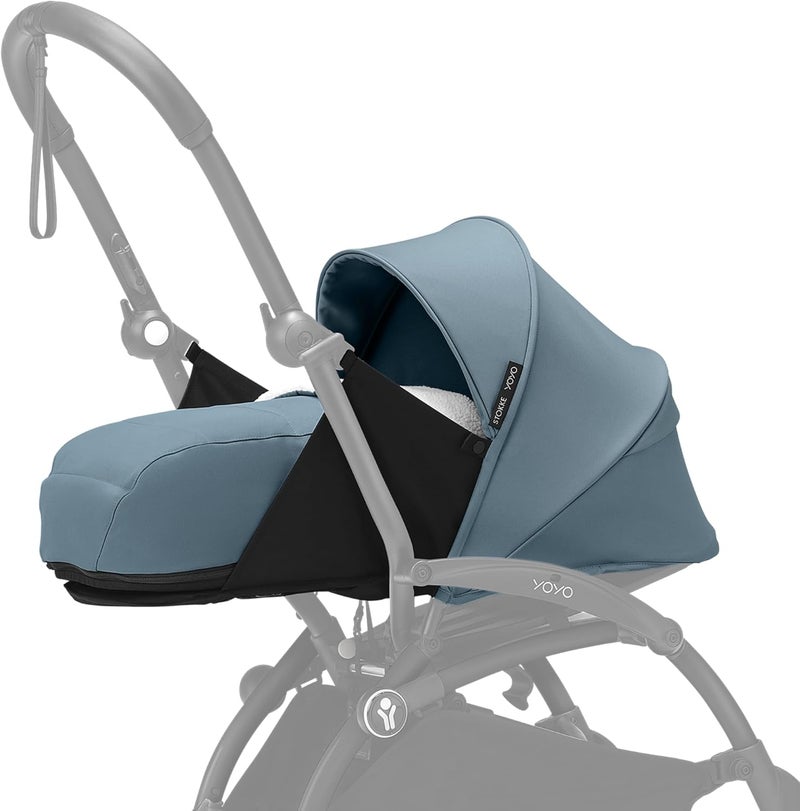 Stokke YOYO 0+ Newborn Pack - Includes Mattress, Extendable Canopy & Five-Point Harness - Requires YOYO Stroller Frame (Sold Separately) - Aqua - Image 1