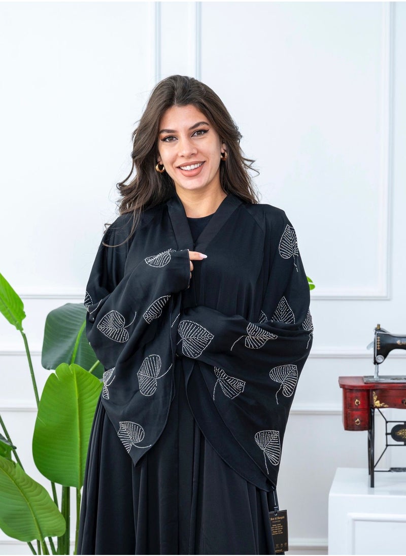 AL BENT AL SHARQIEH black abaya double cloche with hijab  - Image 1
