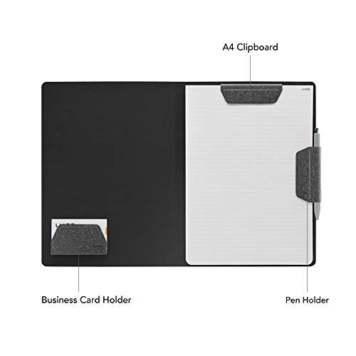 LHiDS Magnetic Business Portfolio Lite Resume Padfolio Organizer with Clipboard, Paper Clip, Writing Pad, Pen/Card Holder, Magnetic Closure for Work, School and More (Black, A4/Letter) - Image 2