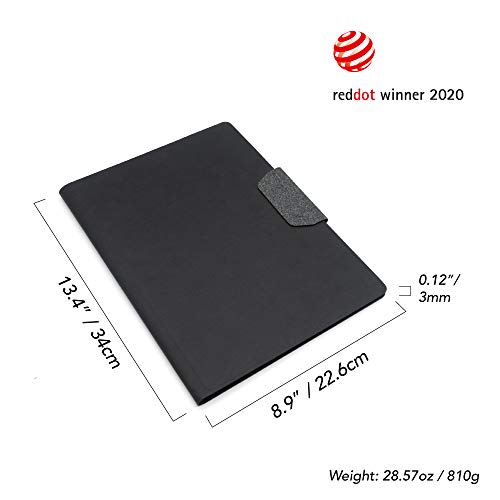 LHiDS Magnetic Business Portfolio Lite Resume Padfolio Organizer with Clipboard, Paper Clip, Writing Pad, Pen/Card Holder, Magnetic Closure for Work, School and More (Black, A4/Letter) - Image 3