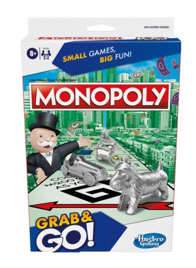 Hasbro Games Hasbro Monopoly Grab and Go Travel Game for 2-4 Players - Image 1
