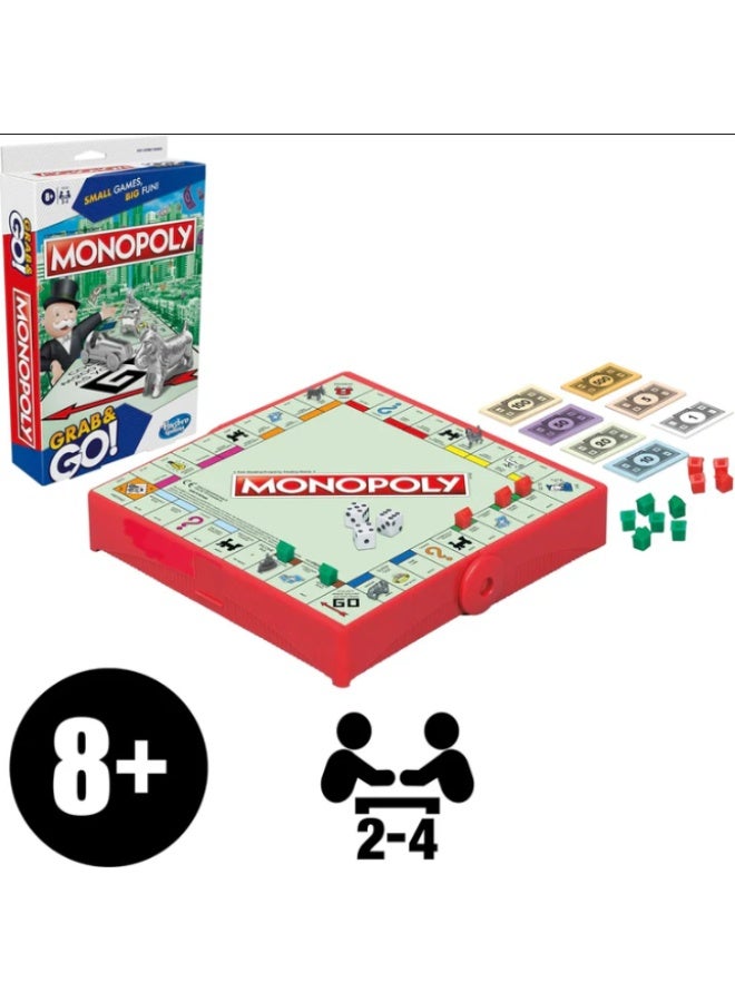 Hasbro Games Hasbro Monopoly Grab and Go Travel Game for 2-4 Players - Image 4