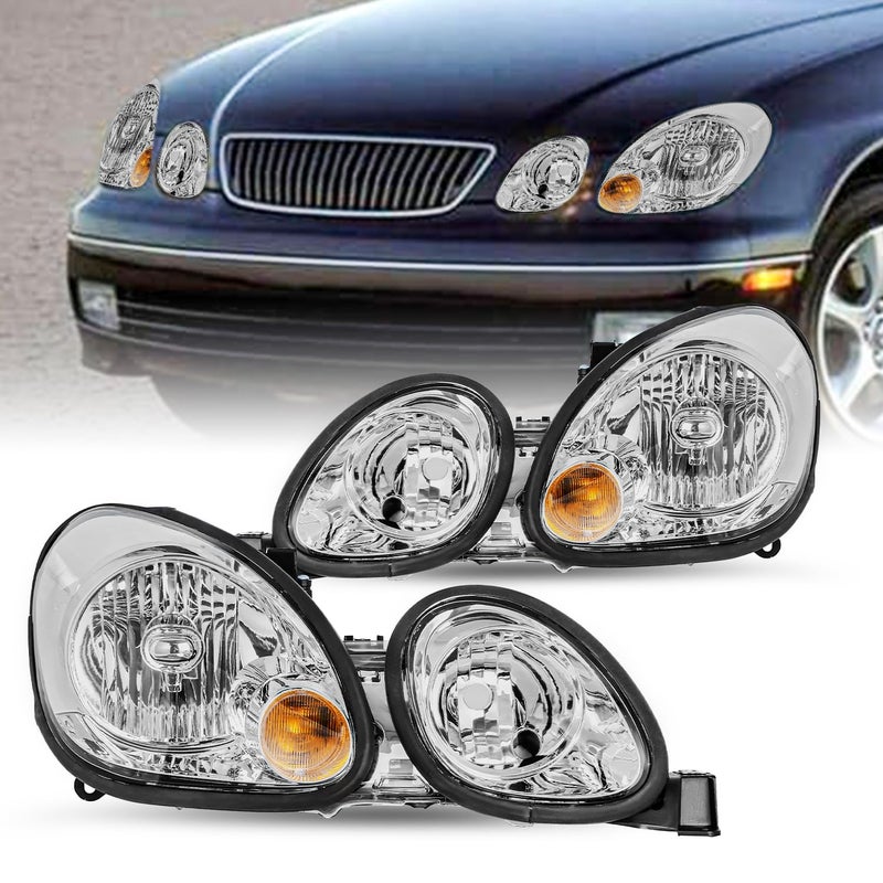 مجموعة مصابيح الهالوجين JSBOYAT GS300 بديل لمصابيح الرأس لسيارات لكزس GS300 GS430 GS400 من 1998 إلى 2005 جانب السائق والراكب مجموعة مصابيح OEM بدون HID