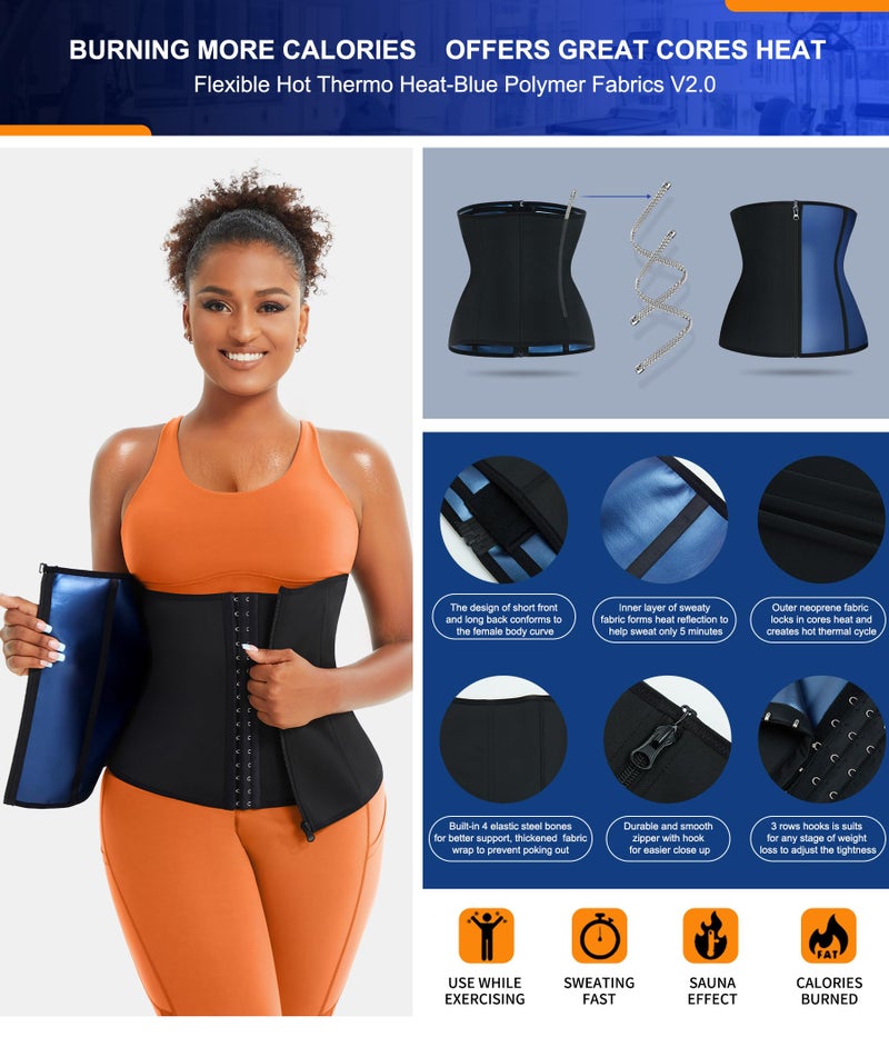 TrainingGirl Waist Trainer for Women Lower Belly Waist Trimmer Corset Tummy Wrap Workout Sweat Belt Band Sports Sauna Suit - Image 2