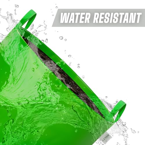 Oriley Grow Bag Heavy Duty HDPE Plants Flower Growing Bags Floor Standing Mount Type for Home Garden Balcony Terrace Kitchen Nursery (Green, Round with Handle, 250 GSM 12 x 6 inch Pack of 5) - Image 5