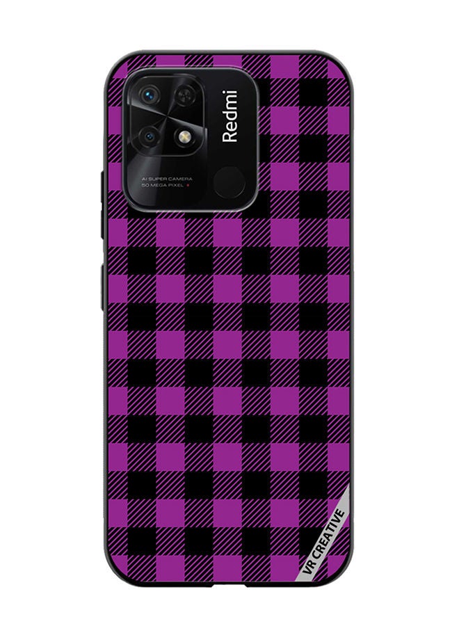 VR CREATIVE Protective Case Cover For Xiaomi Redmi 10C Purple And Black Chequered Design Seamless Pattern Design Multicolour - Image 1