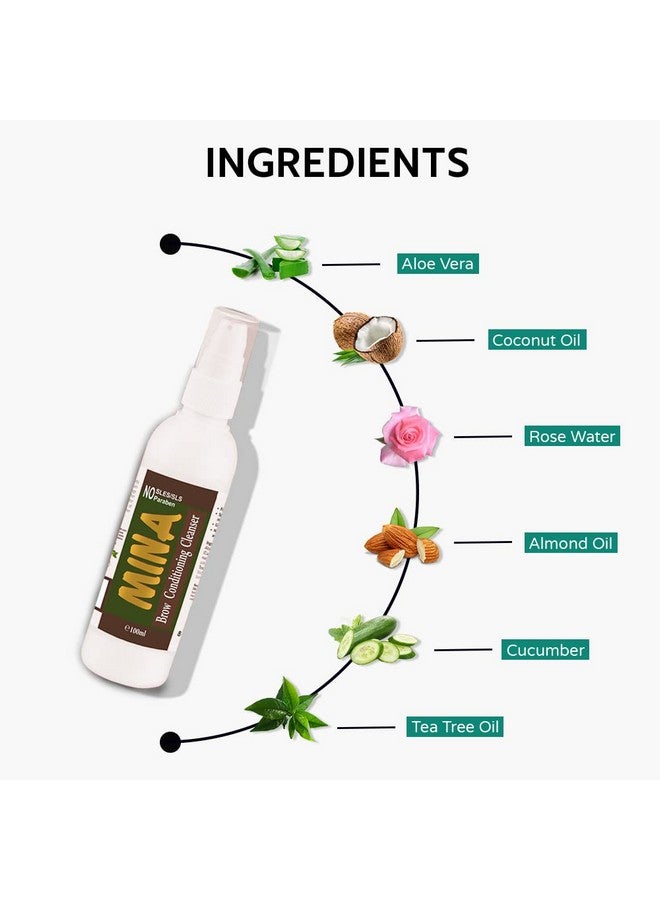MinaiBrow Mina Ibrow Conditioning Cleanser For Hair And Skin ; Natural And Chemical Free Pre Cleansing Solution For Brow Tint ; Remover Impurities Hydrate And Retail Moisture 100Ml - Image 5