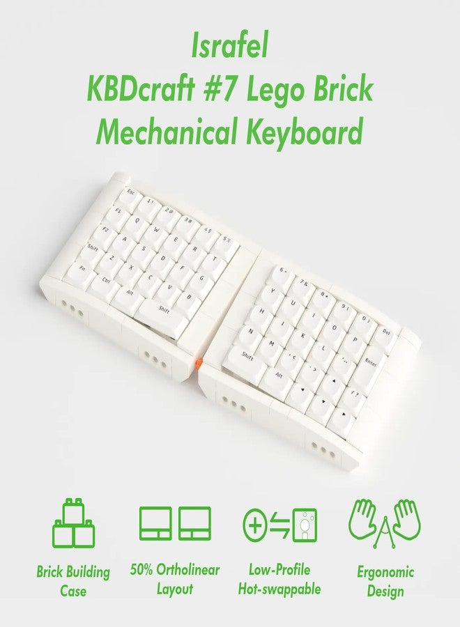 KBDcraft لوحة مفاتيح ميكانيكية KBDcraft 07Israfel 50% Ergo-Split منخفضة الارتفاع، 56 مفتاحًا، هيكل متوافق مع ليغو، سلكية، مفاتيح خطية، تثبيت مانع للتسرب، قابلة للتبديل السريع، إضاءة RGB، QMK، قرص توصيل لأنظمة ويندوز/ماك، طقم كامل، أبيض - Image 2