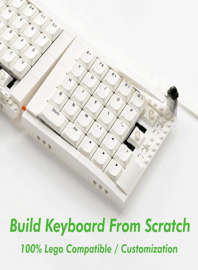 KBDcraft لوحة مفاتيح ميكانيكية KBDcraft 07Israfel 50% Ergo-Split منخفضة الارتفاع، 56 مفتاحًا، هيكل متوافق مع ليغو، سلكية، مفاتيح خطية، تثبيت مانع للتسرب، قابلة للتبديل السريع، إضاءة RGB، QMK، قرص توصيل لأنظمة ويندوز/ماك، طقم كامل، أبيض - Image 4