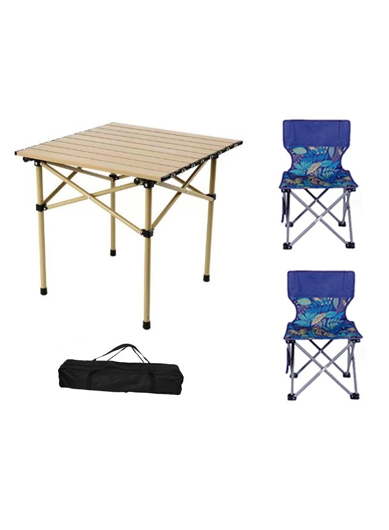 Y&D 3-Piece Outdoor Picnic Camping Portable Folding Table And Chair Set Portable Camping Tables And Chairs Picnic Table Chair Fishing Folding Small Bench Outdoor Maza - Image 1